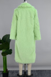Cárdigan liso casual verde fluorescente Ropa de abrigo con cuello vuelto