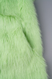 Флуоресцентно-зеленый повседневный однотонный кардиган с отложным воротником, верхняя одежда