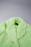 Fluorescent Green Casual Solid Cardigan Turndown Collar Outerwear