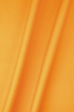 Orange élégant imprimé évidé Patchwork fermeture éclair col rond trompette sirène robes de grande taille