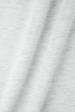 Светло-серый Колледж Пэчворк Карманные пуговицы Контрастная молния Вырез для ботинок Высокая талия Динамик Пэчворк Низ