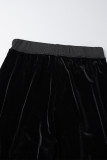 Черный повседневный лоскутный карман с застежкой-молнией и круглым вырезом с длинным рукавом из двух частей