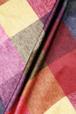 Flerfärgad Casual Color Block Patchwork slits med bälte O-hals One Step Kjolklänningar