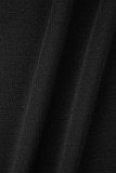 Zwart college patchwork zakknopen contrasterende rits laars gesneden hoge taille luidspreker patchwork broek