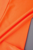 Orange décontracté solide évidé Patchwork maigre taille haute crayon couleur unie bas