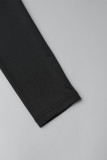 ブラック セクシー カジュアル パッチワーク スパンコール バックレス スリット オフショルダー ロング スリーブ ドレス