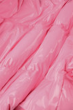 Vêtements d'extérieur à col mandarin et fermeture éclair en patchwork imprimé rue rose