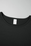Черная повседневная футболка с круглым вырезом и принтом букв, большие размеры, две части