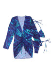 Blaue Patchwork-Kordelzug-Sets mit Sportswear-Print, 3-teilig