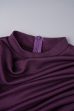 Púrpura Elegante Sólido Patchwork Doble O Cuello Falda Lápiz Vestidos