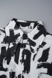 Veelkleurige straatprint uitgeholde patchwork overhemdkraagtopjes met gesp