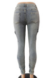 Preto casual sólido patchwork bolso botões zíper cintura média regular jeans
