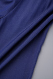 Hellblauer Dreiviertel-Zweiteiler mit einfarbigem Patchwork-Schnalle und Stehkragen in Hellblau