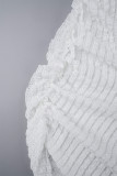 Witte sexy effen patchwork één-schouder gewikkelde rokjurken