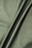 オリーブグリーンカジュアル迷彩プリントパッチワークドローストリングポケットフード付きカラートップス