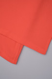 Röd Sweet Solid Bandage Patchwork Pocket Turndown-krage Lösa Jumpsuits