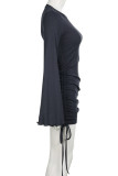 Black Street – jupe enveloppée à col rond et cordon de serrage, couleur unie, Patchwork, pliable
