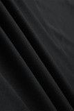Черная повседневная футболка с круглым вырезом и буквенным принтом, большие размеры, две части