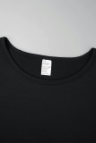 Черная повседневная футболка с круглым вырезом и буквенным принтом, большие размеры, две части