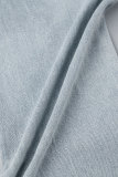 Combinaisons amples décontractées bleues avec poches en patchwork uni et sans bretelles