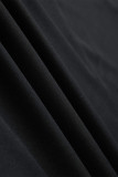 ブラック カジュアル スカル レター プリント O ネック プラス サイズ 2 個