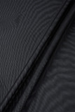 Calle de patchwork liso transparente cuello redondo manga corta tres piezas negro