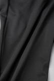 Schwarze, sexy, einfarbige, ausgehöhlte Patchwork-Hose mit hoher Taille und einfarbigem Bleistift