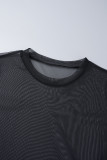 Black Street Однотонная лоскутная прозрачная футболка с круглым вырезом и короткими рукавами, три предмета
