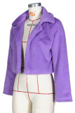 Purple Casual Solid Patchwork Turndown Collar Outerwear