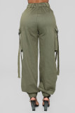 Black Street – pantalon en Patchwork uni, boucle de poche, taille haute, jambes larges, couleur unie