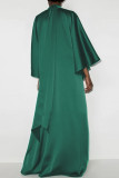 Paarse elegante effen patchwork halve col lange jurk jurken