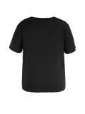 Черные повседневные футболки с круглым вырезом и принтом в стиле пэчворк
