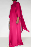 Kaki elegante effen patchwork halve col lange jurk jurken