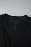 ブラック セクシー ソリッド パッチワーク 非対称襟 ルーズ ジャンプスーツ