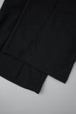 Zwarte sexy effen patchwork asymmetrische kraag losse jumpsuits