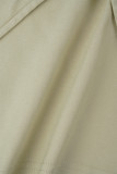 Khaki Street Solid Patchwork Regular Taille basse Bas de couleur unie conventionnels