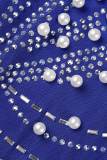 Lila sexy Party-Formelle Hot-Drilling-durchsichtige Perlen-Etuikleider mit V-Ausschnitt
