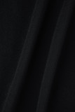 Zwarte sexy effen patchwork asymmetrische kraag losse jumpsuits