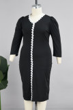 Черные знаменитости, однотонная кружевная лоскутная юбка-карандаш с разрезом и V-образным вырезом, платья больших размеров