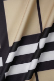 黒と白のエレガントなプリント パッチワーク ベルト付き V ネック ペンシル スカート ドレス（ベルト付き）