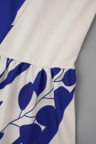 Abricot élégant imprimé patchwork avec ceinture col rabattu robes irrégulières
