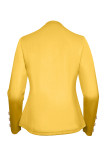 Yellow Casual Solid Buttons Turn-back Collar Outerwear