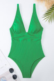 Зеленая спортивная одежда Однотонные лоскутные купальники (с подкладками)