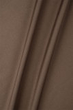 Robes de jupe une étape marron sexy à pompon de forage chaud à col rond