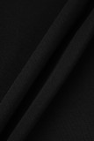 Черные сексуальные однотонные лоскутные мини-платья со складками и круглым вырезом
