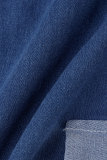 Синий сексуальный однотонный выдолбленный лоскутный карман с перекрестными бретелями без бретелек без рукавов из двух предметов