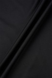 ブラック カジュアル パッチワーク スパンコール Oネック ロングスリーブ ドレス