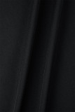 Черные сексуальные однотонные облегающие комбинезоны в стиле пэчворк с круглым вырезом