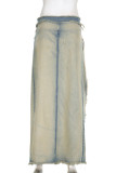 Blue Street – jupes droites en jean, changement progressif, poches patchwork, boutons, fermeture éclair, taille moyenne