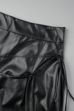 Nero sexy solido nappa patchwork cinghie incrociate tessuto con cerniera pantaloni skinny a vita bassa convenzionali in tinta unita